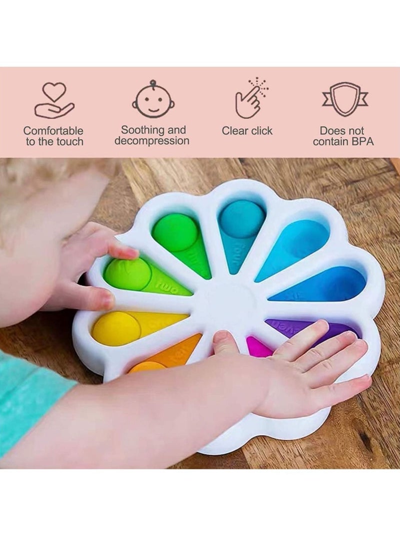 LEDIN Flower Push Pop It Pop Bubble Fidget Toys,Early Simple Dimple Educational Toy for Anxiety Color Recognition Educational Toys for Kids Stress Relief Anti-Anxiety ADHD Fidget Toy  - Image 2