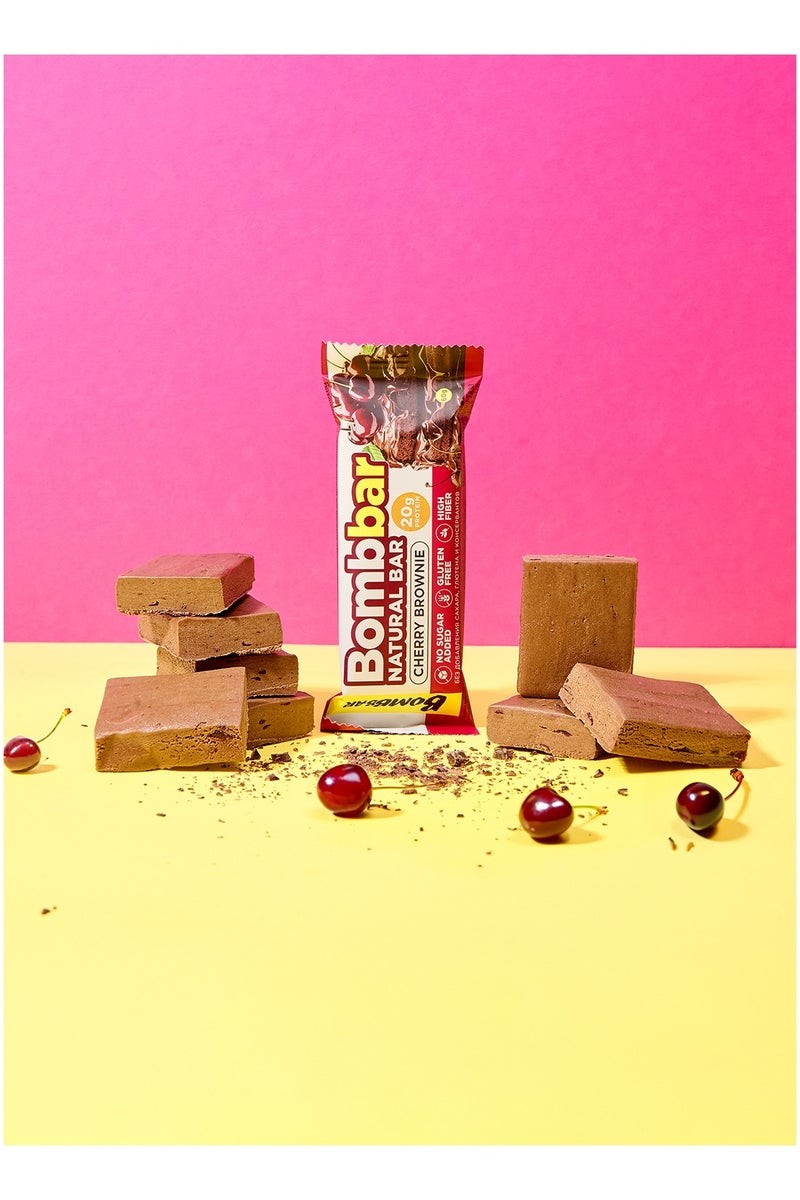 BOMBBAR Natural Protein Bar Cherry Brownie Flavor Gluten Free, High Fiber & No Sugar Added 12x60g  - Image 3