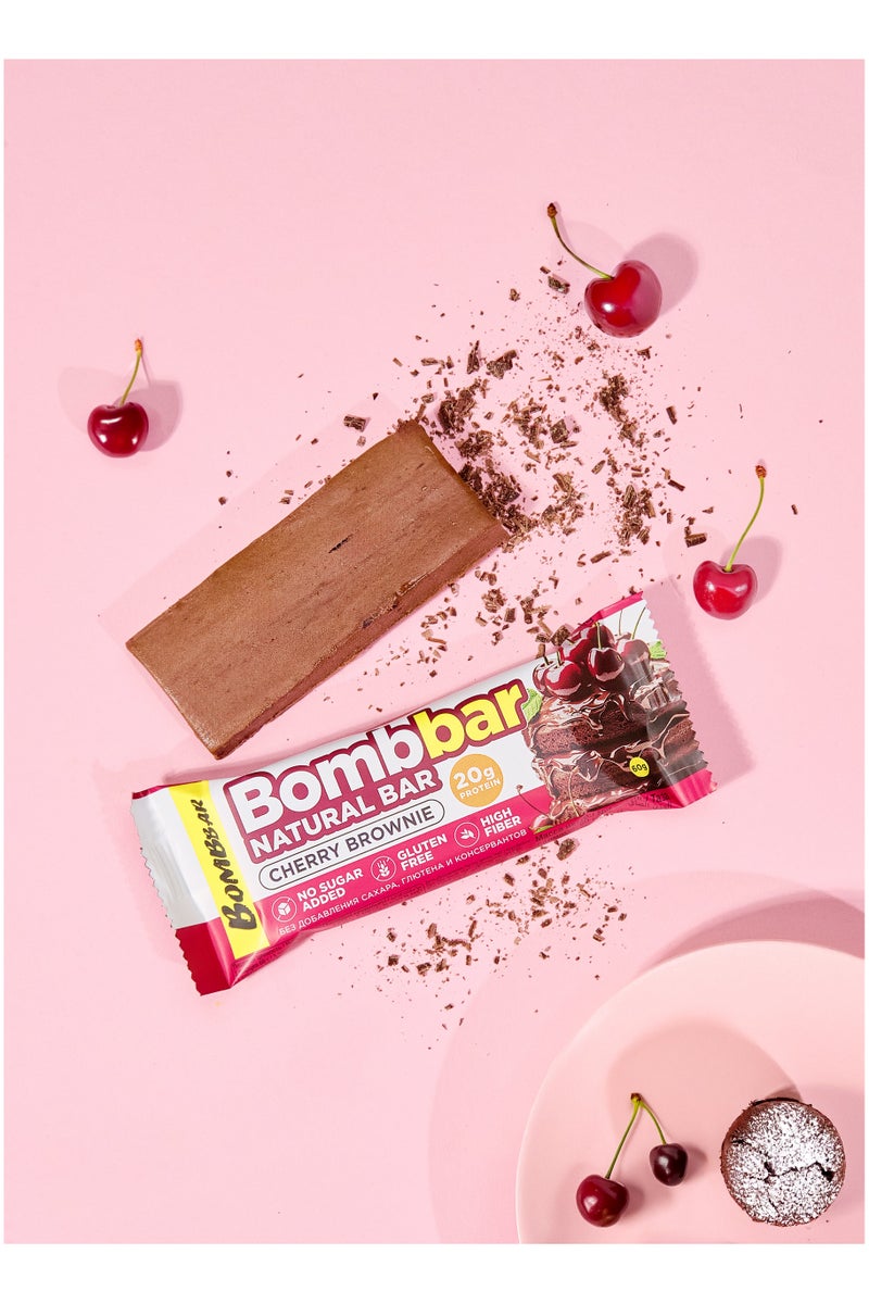 BOMBBAR Natural Protein Bar Cherry Brownie Flavor Gluten Free, High Fiber & No Sugar Added 12x60g  - Image 4