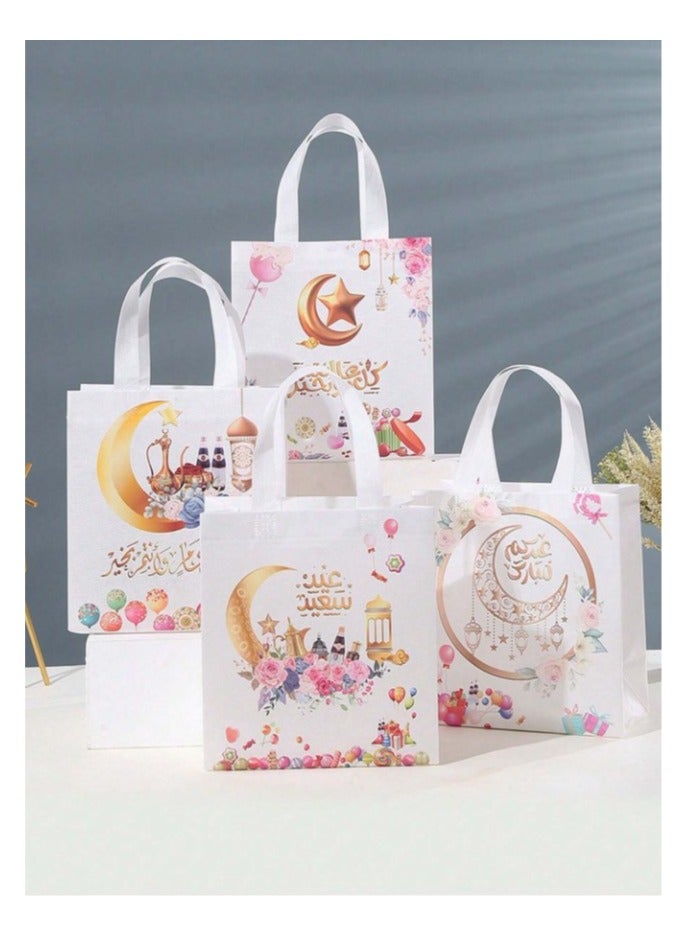 Eid Favors: 12 pieces of gift bags and Eid sweets with congratulatory messages. Reusable bags suitable for Eid favors and decorations. - Image 1
