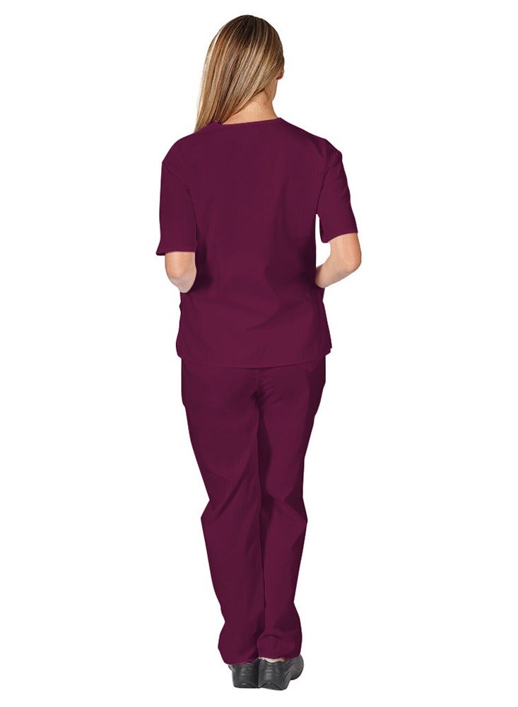 NIBEMINENT Kenzi Medical Scrub Set for Unisex Wine Red  - Image 2