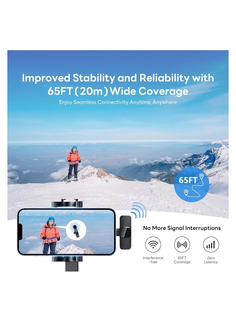 Wireless Lavalier Microphone Compatible with iPhone/iPad/Android Phone/Laptop, Plug-Play Lapel Clip-On Mic with Noise Reduction for Video Recording/Live Steam/Interview/TikTok/YouTube(2 Mics) - Image 4