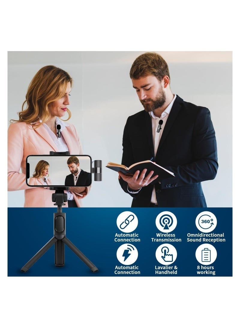 Wireless Lavalier Microphone Compatible with iPhone/iPad/Android Phone/Laptop, Plug-Play Lapel Clip-On Mic with Noise Reduction for Video Recording/Live Steam/Interview/TikTok/YouTube(2 Mics) - Image 5
