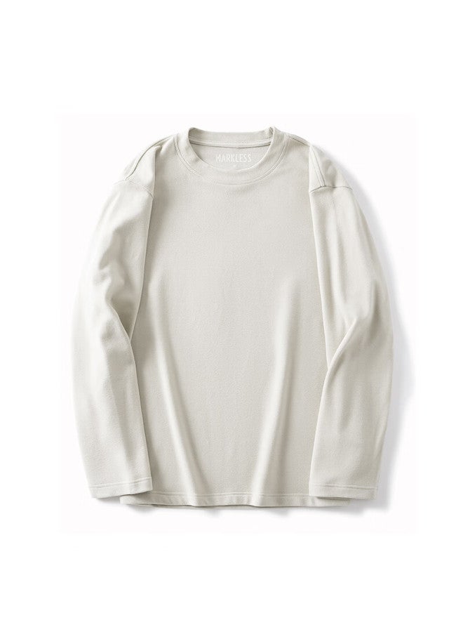 Markless Infrared Warming Long Sleeve T-shirt Men Autumn Winter Crew Neck Base Layer Top Milk Tea Apricot M - Image 3
