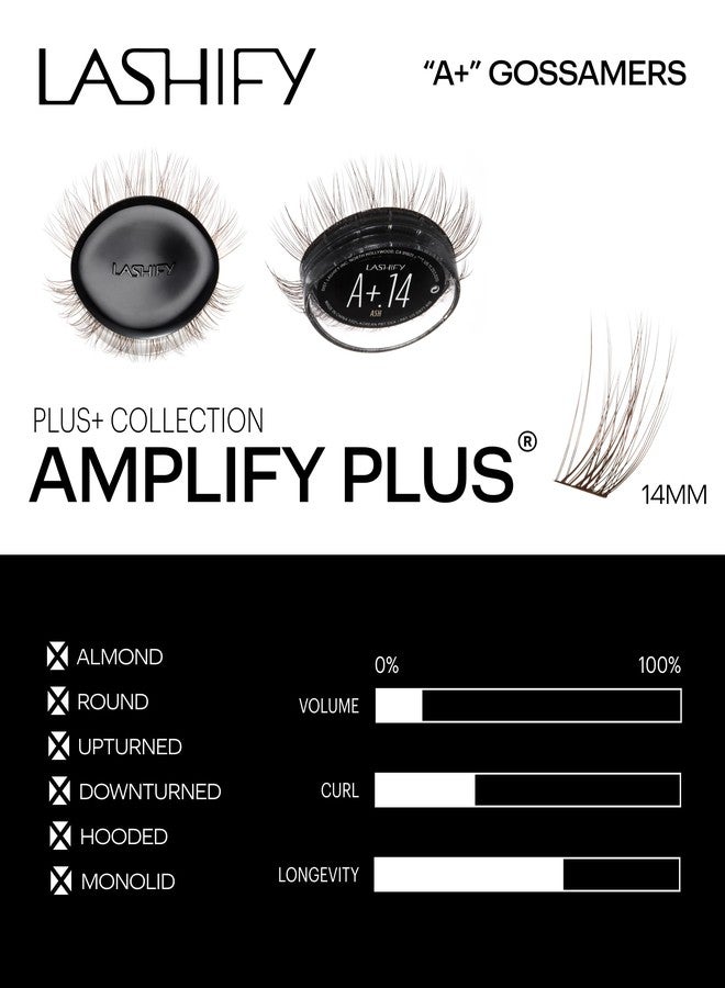 Lashify عبوة إعادة تعبئة وصلات الرموش Lashify Amplify Plus+ بطول 14 مم بلون رمادي فاتح، سهلة التركيب بنفسك للحصول على مظهر طبيعي ورقيق يدوم طويلاً - Image 3
