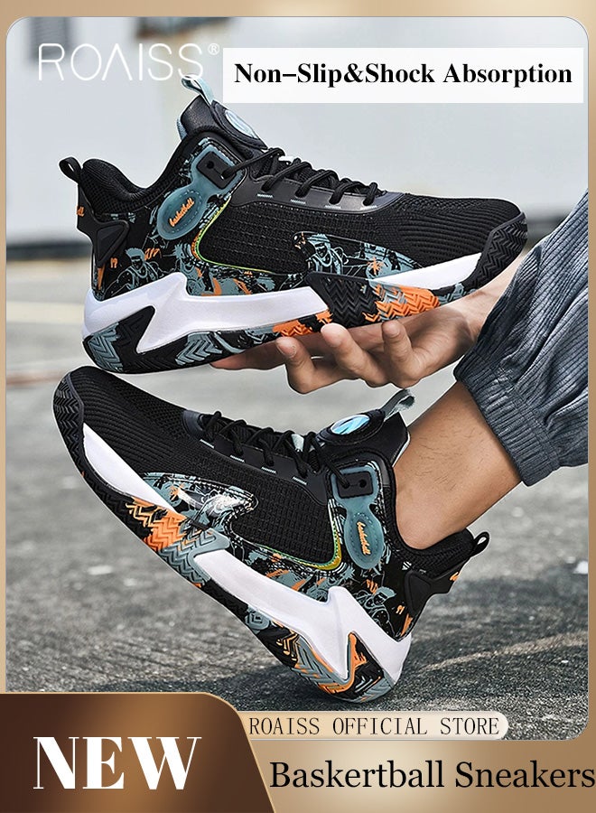 رويس أحذية رياضية أنيقة للرجال، أحذية كرة سلة خفيفة الوزن ومسامية للرجال والفتيان، أحذية رياضية برباط غير قابلة للانزلاق، أحذية رياضية ممتصة للصدمات مع بطانة ناعمة، مناسبة للارتداء اليومي والجري والأنشطة الخارجية - Image 1