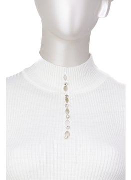 Oppland Women's Winter Stylish Stoned Half Collar Long Sleeve Fitted Lycra Knitted Knitwear Badi Sweater on the Chest  - Image 4