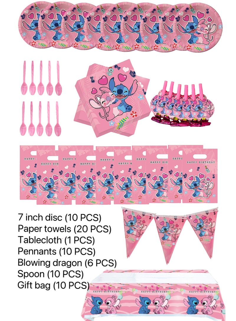 ستيتش زينة حفلة عيد ميلاد الأولاد والبنات مستلزمات للاستعمال مرة واحدة مجموعة حسب الموضوع - Image 1
