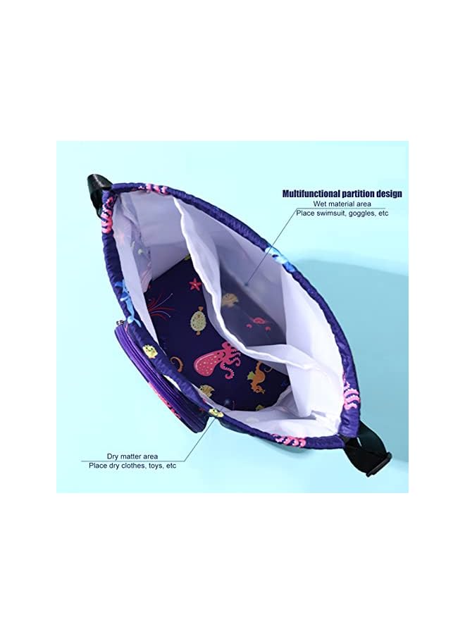 DAYONG Dry Wet Swim Bag for Boys,Drawstring Backpack with Shoe Compartment for Pool Beach Gym Sport - Image 3