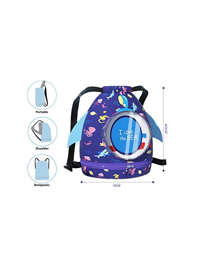 DAYONG Dry Wet Swim Bag for Boys,Drawstring Backpack with Shoe Compartment for Pool Beach Gym Sport - Image 2