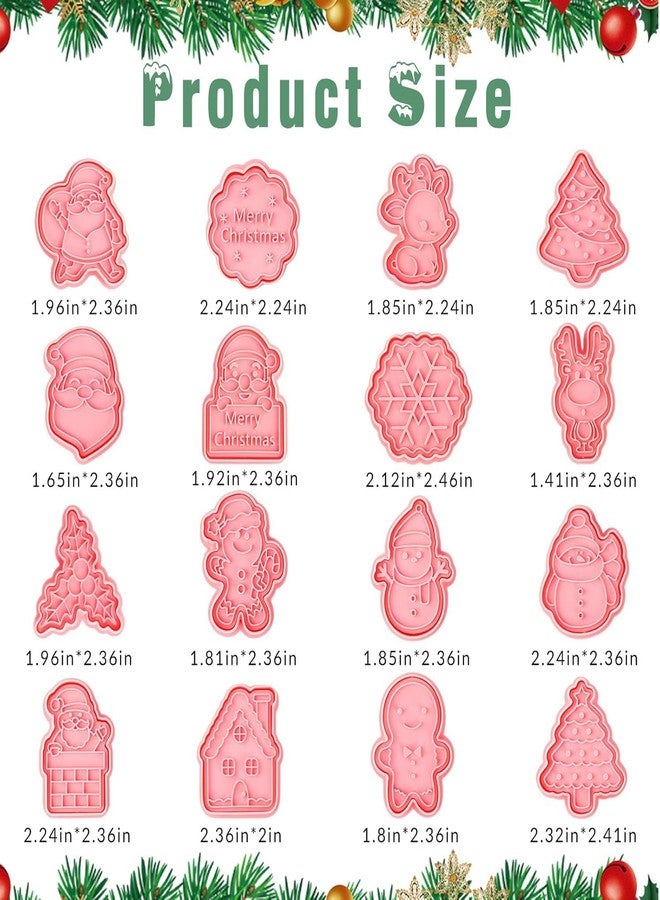 Skytail 16pc Christmas Cookie Cutter Set 3D Xmas Tree Gingerbread Man Snowman Snowflake Santa Cutters for Baking Biscuits Cookie Stamp Chocolate Fondant Cake Decoration Cupcake Topper Party Snacks - Image 2