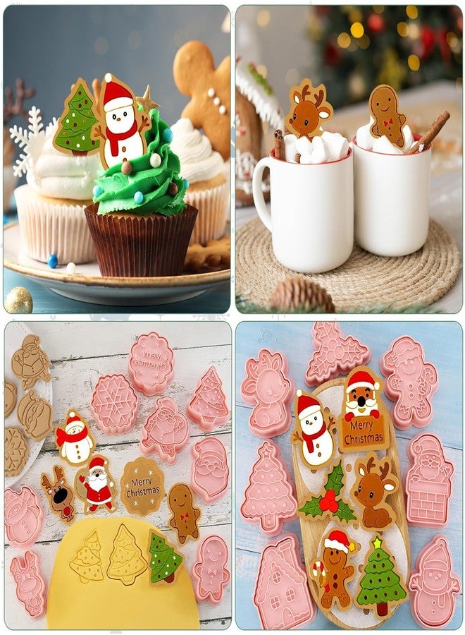 Skytail 16pc Christmas Cookie Cutter Set 3D Xmas Tree Gingerbread Man Snowman Snowflake Santa Cutters for Baking Biscuits Cookie Stamp Chocolate Fondant Cake Decoration Cupcake Topper Party Snacks - Image 5