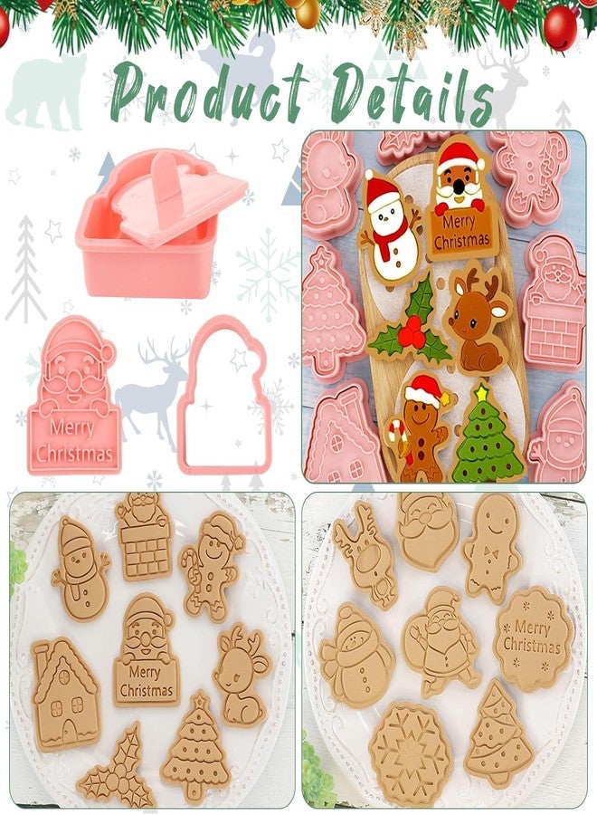 Skytail 16pc Christmas Cookie Cutter Set 3D Xmas Tree Gingerbread Man Snowman Snowflake Santa Cutters for Baking Biscuits Cookie Stamp Chocolate Fondant Cake Decoration Cupcake Topper Party Snacks - Image 3