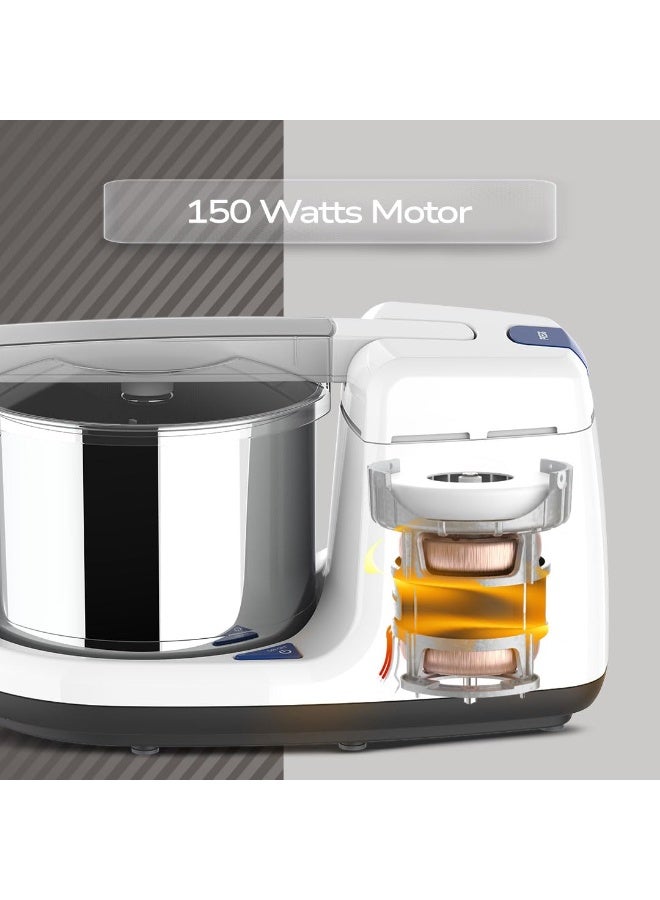 Ultra BIGG+ 2.5 Litre Table Top Wet Grinder -White | Fast Grinding Conical Stones, 150W Motor & 5 Years Warranty | AISI 304 Food-Grade SS Multi Utility Cylindrical Drum, CE Certified - Image 5