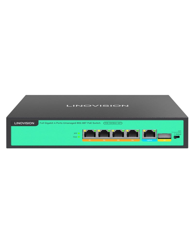 LINOVISION 4 Ports Full Gigabit PoE Switch Builtin 96W Power All 4 Ports Support BT 90W Sufficient Power for All IEEE 8023 afatbt PoE Devices Including PTZ Cameras AP and PoE Light - Image 2