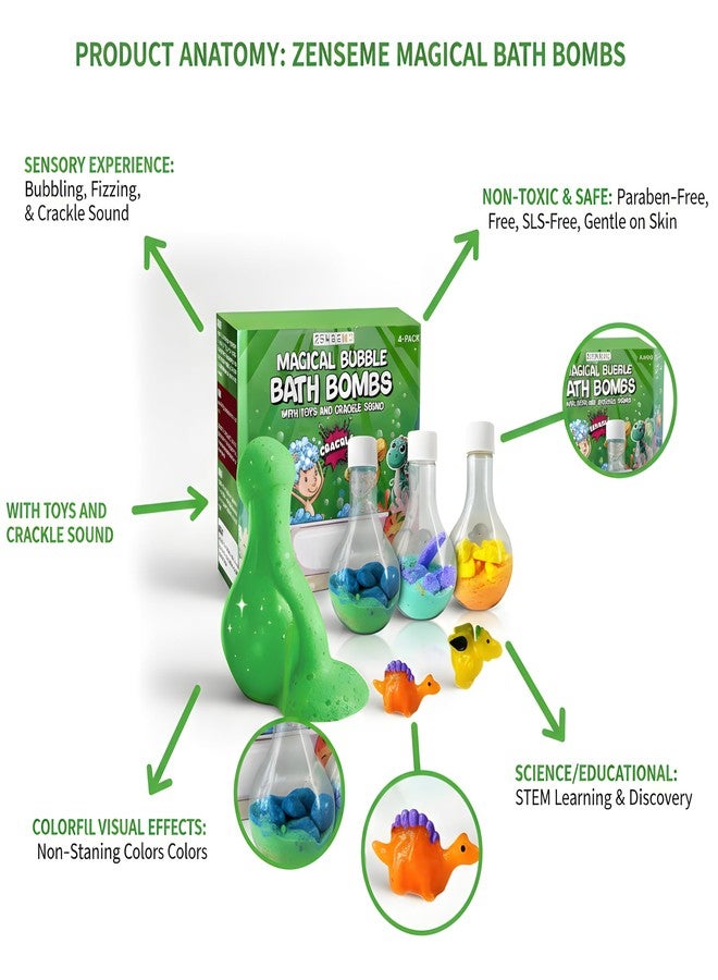 Zenseme Bath Bombs for Boys with Mini Toy Ducks Inside - Kids Bath Bombs Powder - Bubble Bath for Kids - Bathtime Experiment Kit Mix - Blast of Foam & Colour Surprise - Gift Set of 4 - Image 2
