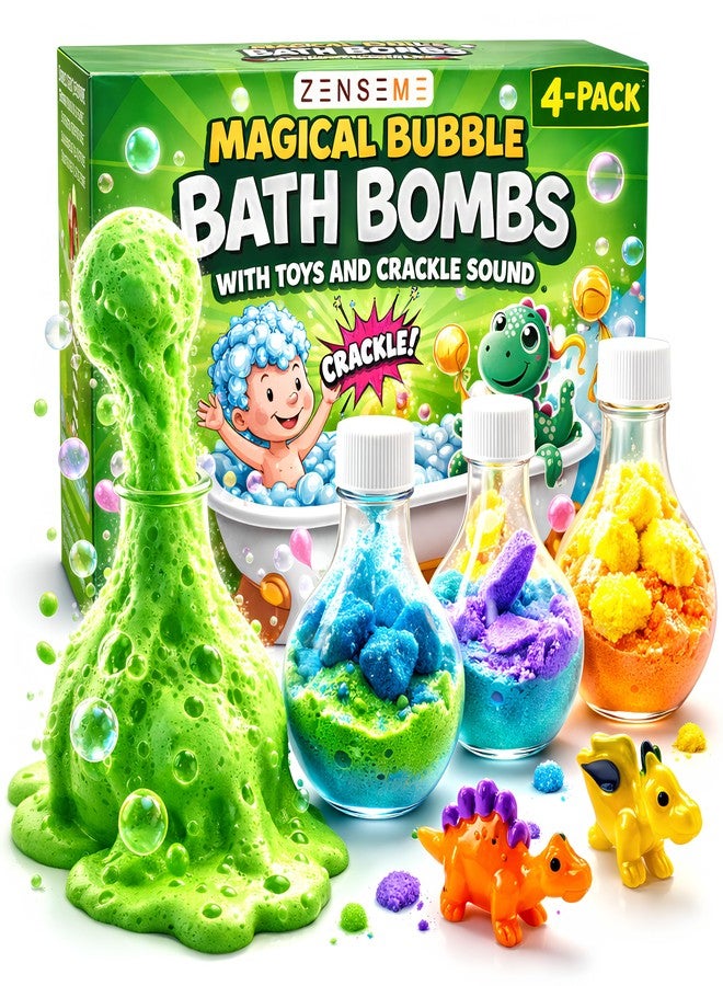 Zenseme Bath Bombs for Boys with Mini Toy Ducks Inside - Kids Bath Bombs Powder - Bubble Bath for Kids - Bathtime Experiment Kit Mix - Blast of Foam & Colour Surprise - Gift Set of 4 - Image 1