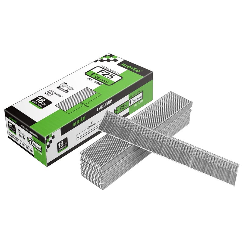 meite F25 18 Gauge 1-Inch Galvanized Brad Nail Ideal for Upholstery, Trims, Molding, Woodworking 5,000 PCS/Box (1 Box) - Image 2