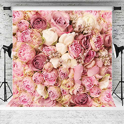 WOLADA Flower Wall Backdrop Pink Floral Photography Backdrop Romantic Roses Background Ideal for Wedding Bridal Shower Valentine's Day Portrait Photo Shoots Feminine Studio Props 10x10FT 9604 - Image 2