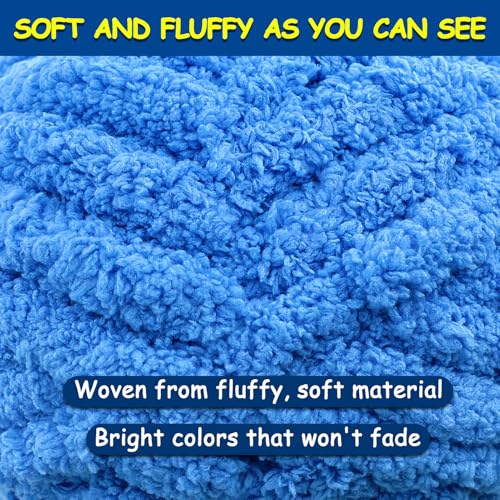 Mooaske 8 Pcs Chunky Yarn for Hand Knitting - Chunky Chenille Yarn for Crocheting - Fluffy Yarn for Crochet - Jumbo Yarn for Hand Knitting 25 yds 7.7 oz of Super Bulky Yarn (Black-White-Blue) - Image 4