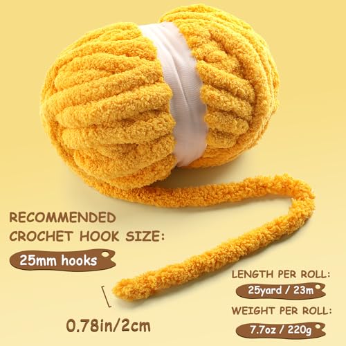 Mooaske 8 Pcs Chunky Yarn for Hand Knitting - Chunky Chenille Yarn for Crocheting - Fluffy Yarn for Crochet - Jumbo Yarn for Hand Knitting 25 yds 7.7 oz of Super Bulky Yarn (Black-White-Blue) - Image 3