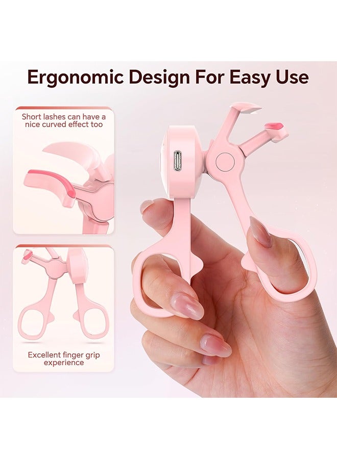general Heated Eyelash Curler with 3 Heating Modes Anti-Burn C Curl Lash Curler Fast Heat Up Within 10s Rechargeable Electric Eyelash Curler with Type-C 24 Hours Long Lasting Classical Design (Pink) - Image 5
