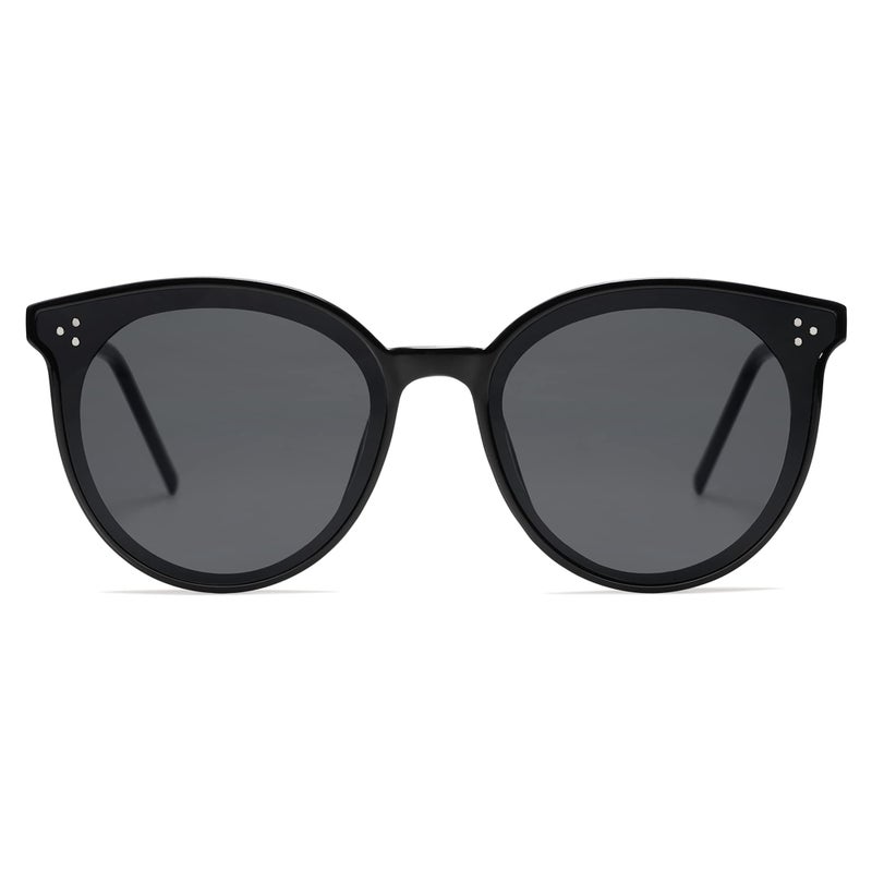 SOJOS Classic Trendy Round Sunglasses Womens Mens Oversized Large Shades UV400 Vacation Sunnies SJ2068, Black/Grey - Image 2