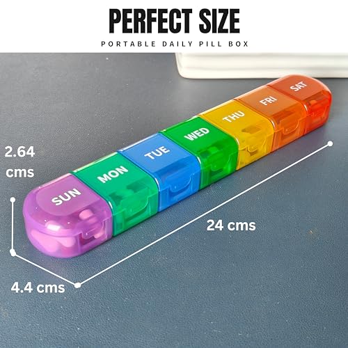 POPCUBE Multicolor 7-Day Pill Organizer - 7 Compartment Portable Daily Pill Case with Large Compartments, Travel Pill Container for Supplements - Image 4