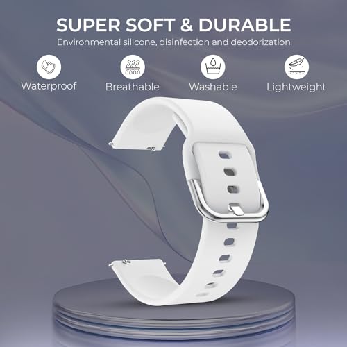 PunnkFunnk Punnk Funnk Silicone 19mm Replacement Band Strap with Metal Buckle Compatible with ColorFit Pulse, ColorFit Pro 2, Boat Storm Smart Watch & Watches with All 19mm Lugs(White) - Image 2