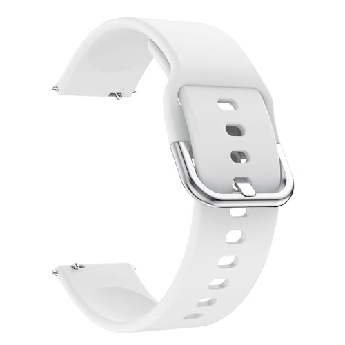 PunnkFunnk Punnk Funnk Silicone 19mm Replacement Band Strap with Metal Buckle Compatible with ColorFit Pulse, ColorFit Pro 2, Boat Storm Smart Watch & Watches with All 19mm Lugs(White) - Image 1