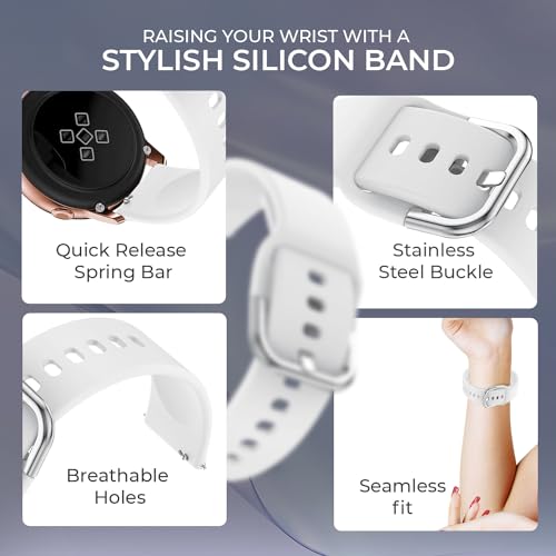 PunnkFunnk Punnk Funnk Silicone 19mm Replacement Band Strap with Metal Buckle Compatible with ColorFit Pulse, ColorFit Pro 2, Boat Storm Smart Watch & Watches with All 19mm Lugs(White) - Image 4