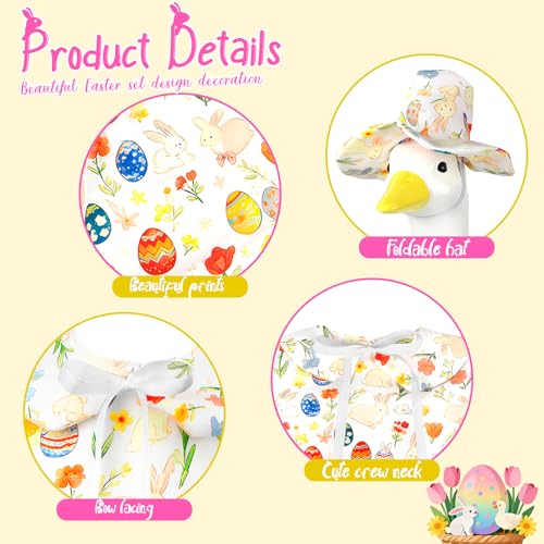 Lixintray Easter Porch Goose Outfits Bunny Goose Clothes Fits 17" 23" Plastic Cement Statues, Spring Cute Goose Outfit Costume with Hat for Outdoor Garden Patio Yard Lawn Party Decoration - Image 4