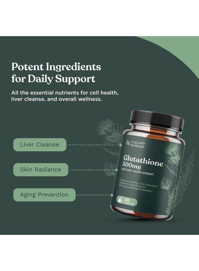 Nature Bound Pure Glutathione Supplement 500 mg GSH - Pure Skin Whitening Pills Natural Antioxidant with Milk Thistle Extract Silymarin Liver Health Alpha Lipoic Acid Amino - 30 Veg Capsules by Nature Bound - Image 4