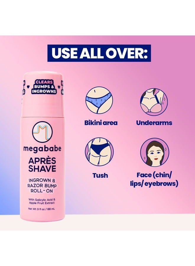 Megababe بعد الحلاقة | علاج رول أون للشعر الناشئ ونتوءات الحلاقة للنساء | البيكيني، الإبطين والساقين (3.0 أونصة سائلة) - Image 4