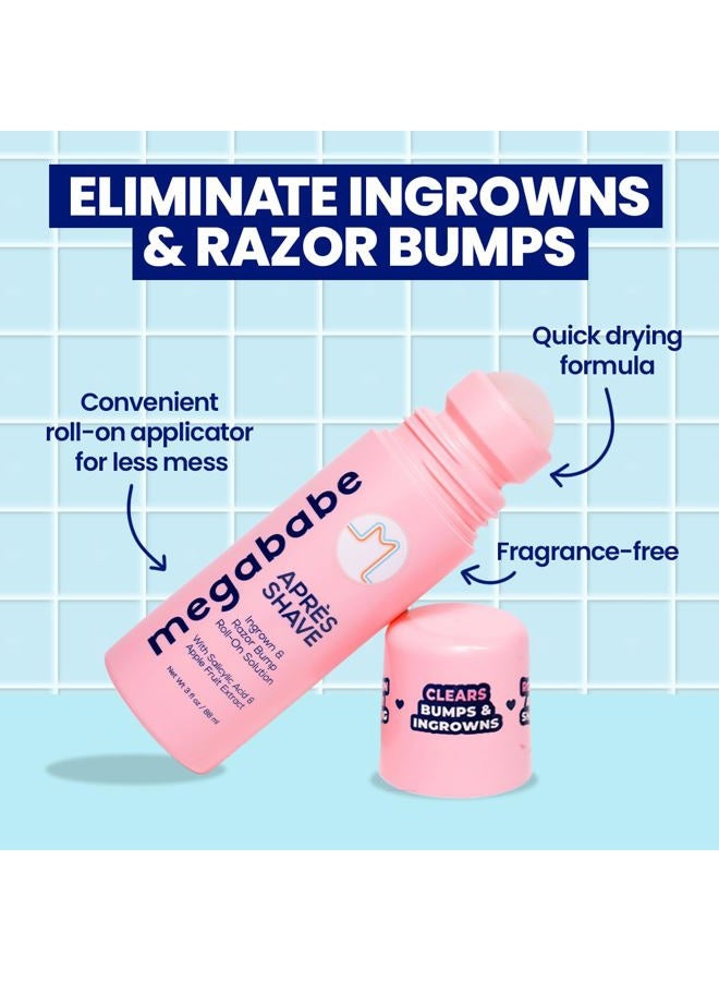Megababe بعد الحلاقة | علاج رول أون للشعر الناشئ ونتوءات الحلاقة للنساء | البيكيني، الإبطين والساقين (3.0 أونصة سائلة) - Image 2