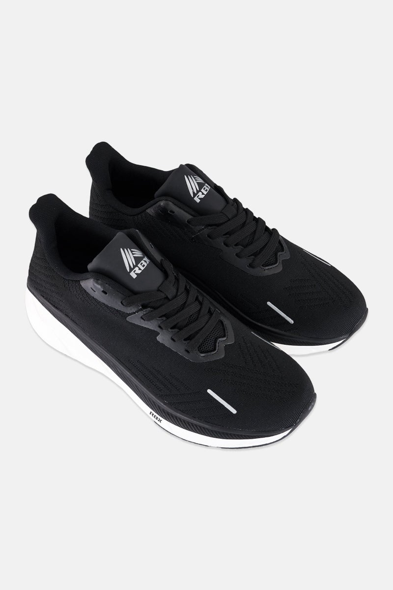 RBX Men Brand Logo Lace Up Running Shoes, Black - Image 4