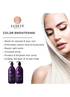 L LUSETA Luseta Purple Shampoo For Blonde Hair 169Oz Women Hair Shampoo For Grey Hair And Color Treated Hair Best Purple Shampoo For Curly And Damaged Hair Sulfate & Paraben Free  - Image 3