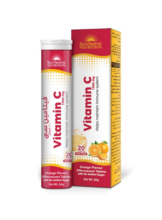 SUNSHINE NUTRITION Sunshine Nutrition Vitamin C 1000mg Orange Effervescent 20s 