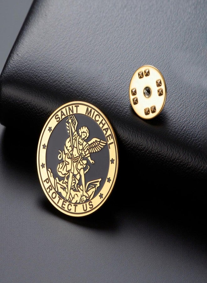 TEAMER Saint Michael Brooch Stainless Steel St. Michael Brooch Pins The Great Protector Archangel Amulet Religious Jewelry For Women (Gold) - Image 4