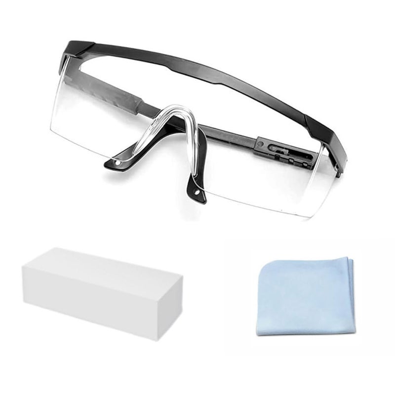 mozeeda Safety Glasses Antifog Eye Protective Glasses Scratch Resistant Clear Wraparound Lenses Safety Goggles and NoSlip Grips Adjustable Temples Lab Goggles