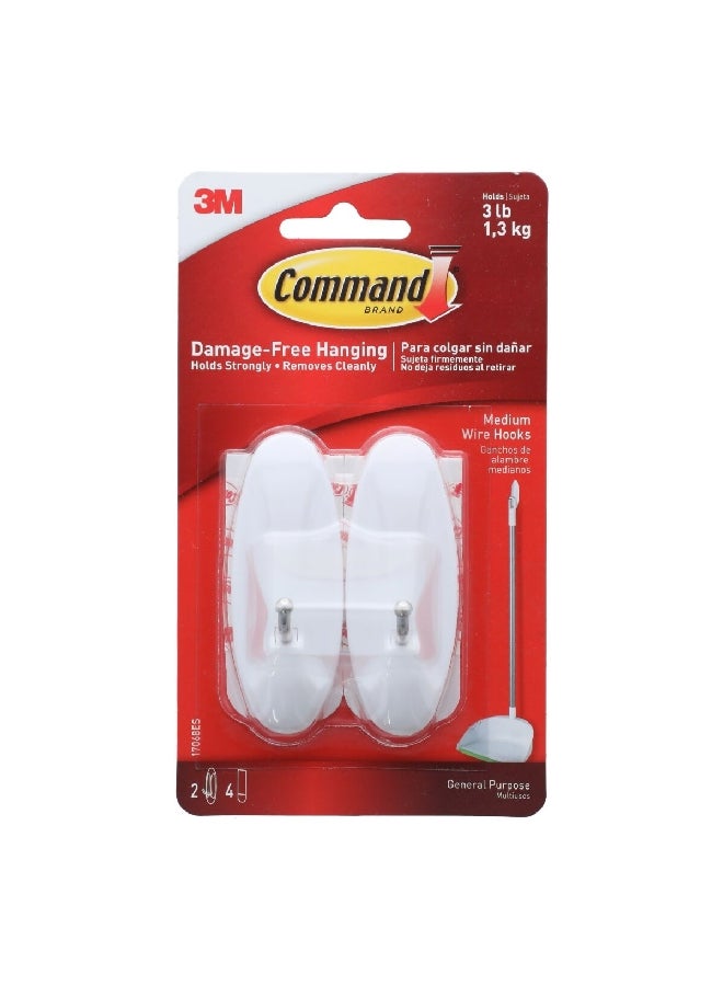 Command 2 Piece Damage Free Hanging Self Adhesive Wire Hook Set White 1.3 kg 7100114140  - Image 1