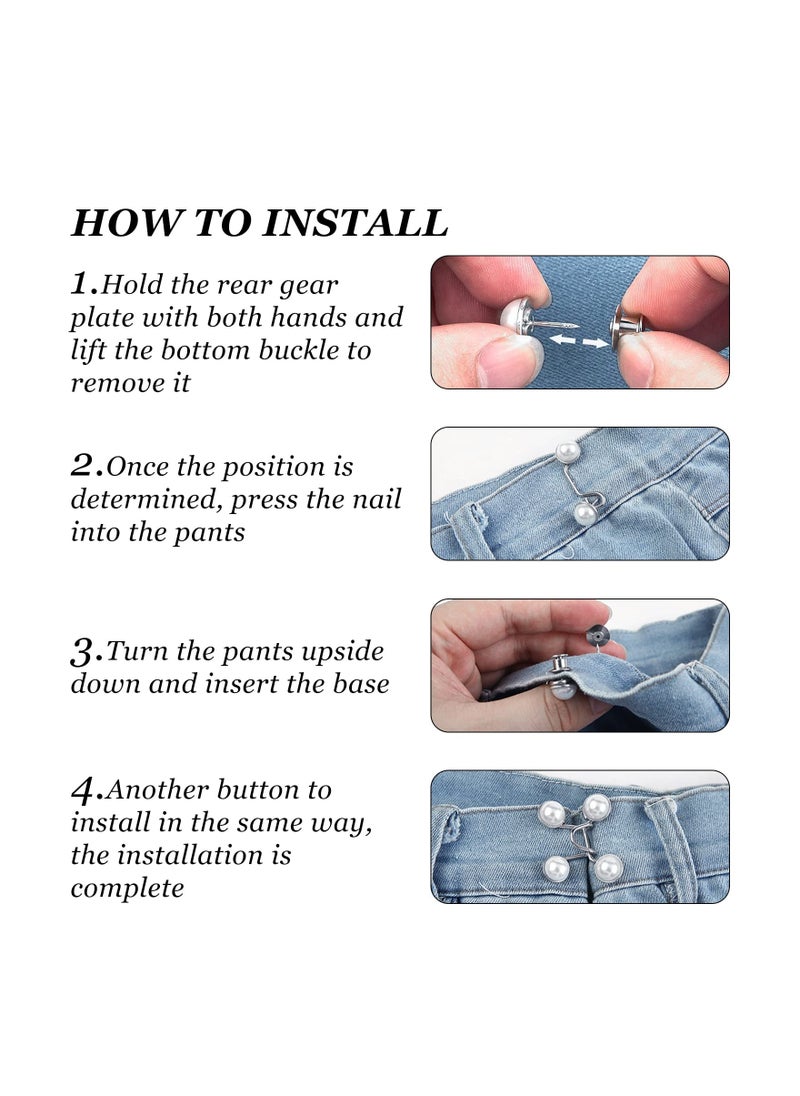 Generic 4 Pack Rhinestone Jean on Pins Adjustable Waist Buckle Extender on Detachable Jean on Pin No Sewing Required Instant on for Pants  - Image 4