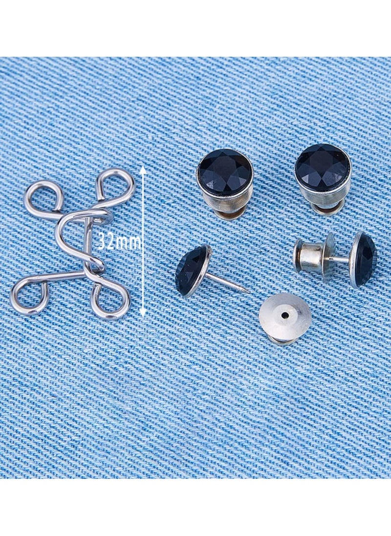 Generic 4 Pack Rhinestone Jean on Pins Adjustable Waist Buckle Extender on Detachable Jean on Pin No Sewing Required Instant on for Pants  - Image 5