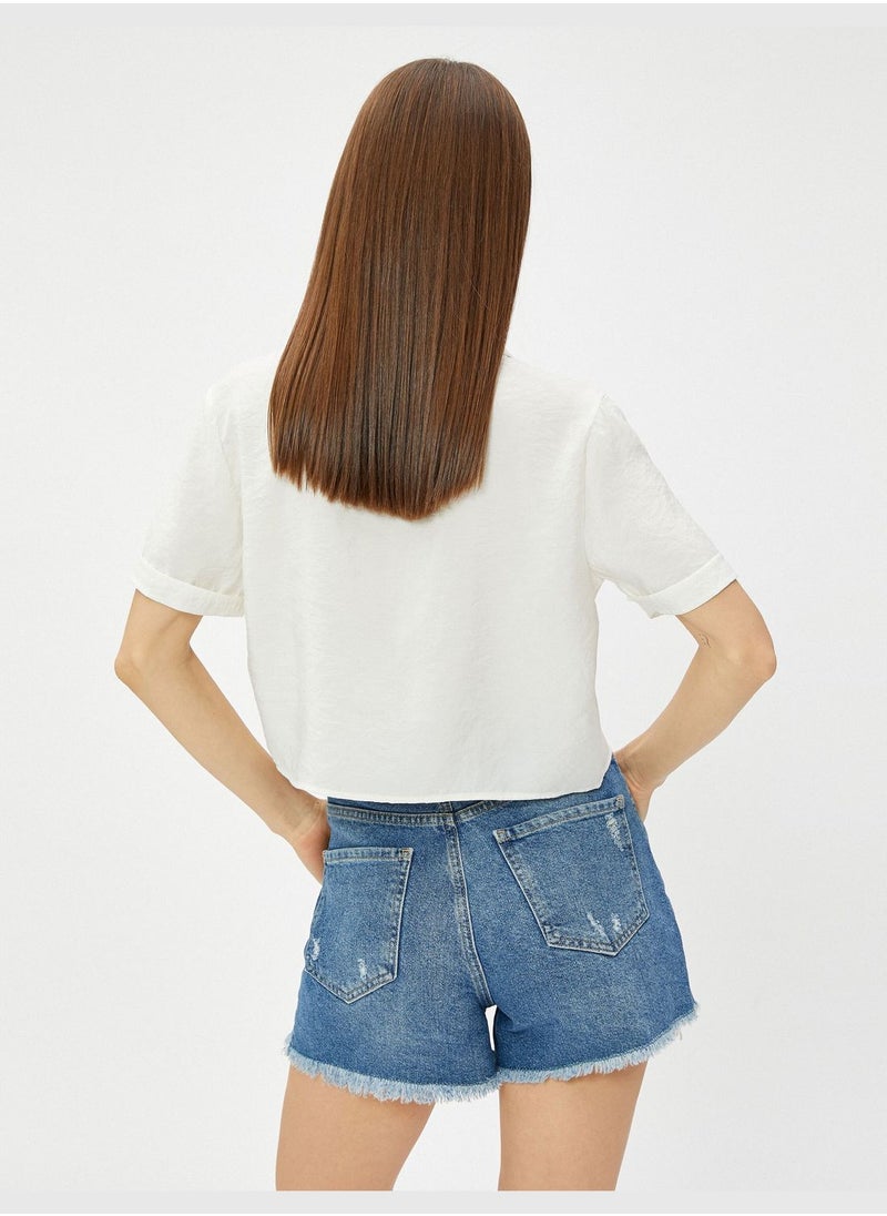 KOTON - Modal Mix Pocket Crop Shirt - Image 1