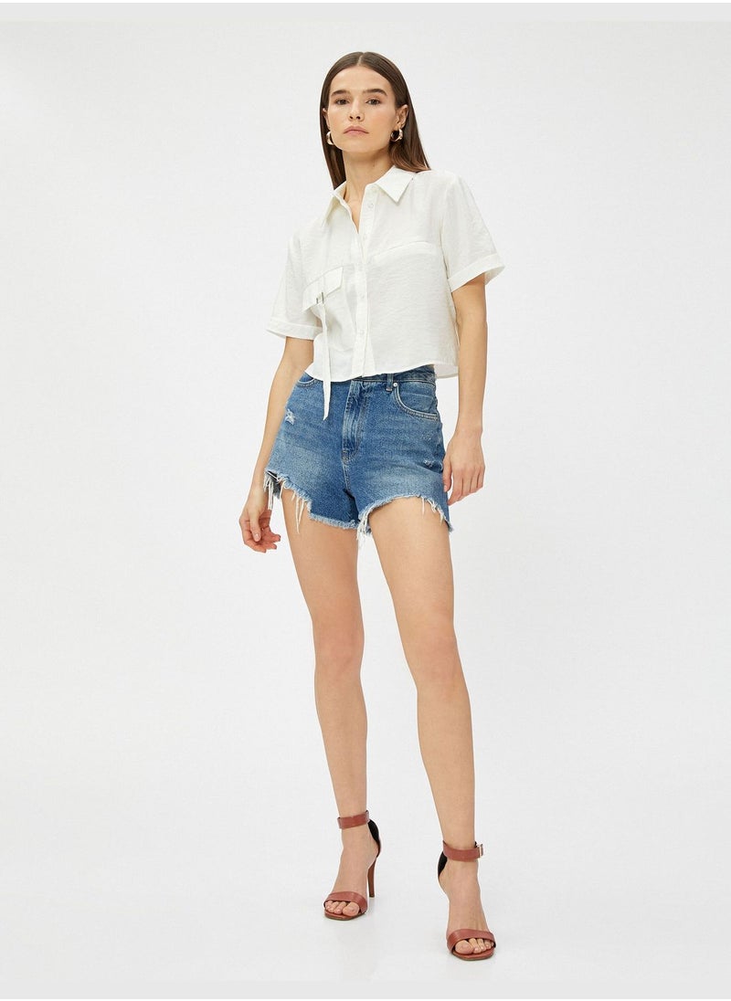 KOTON - Modal Mix Pocket Crop Shirt - Image 1