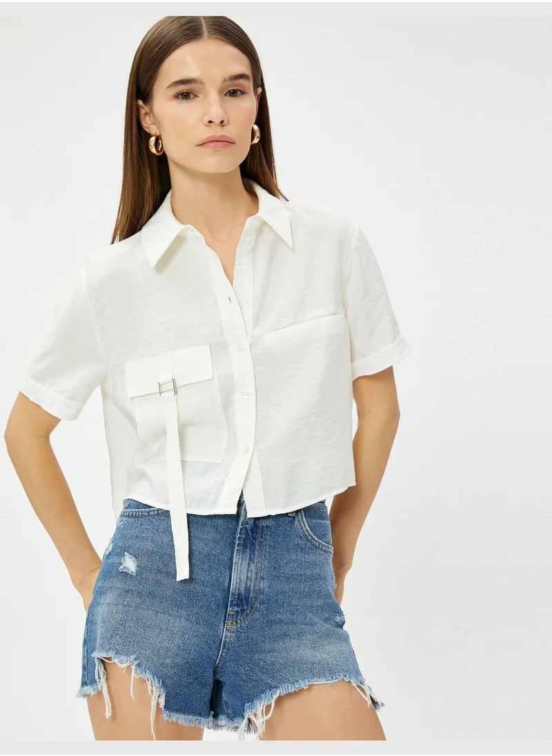 KOTON Modal Mix Pocket Crop Shirt