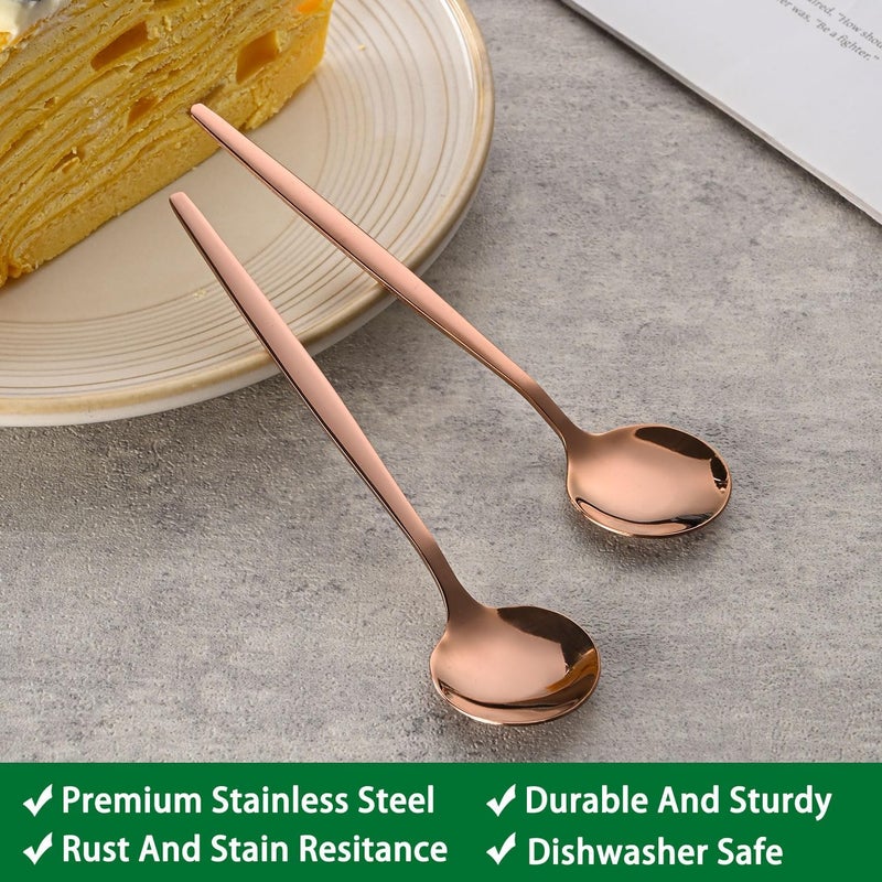 Dehov 5.1Inch Stainless Steel Coffee & Tea Spoons Set,Rose Gold Teaspoon,Small Spoons For Dessert or Tea,Espresso Spoon For Cafe - Image 3