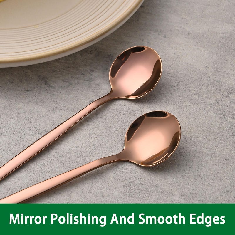 Dehov 5.1Inch Stainless Steel Coffee & Tea Spoons Set,Rose Gold Teaspoon,Small Spoons For Dessert or Tea,Espresso Spoon For Cafe - Image 4