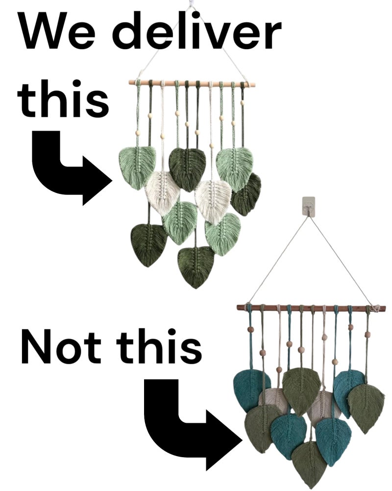 WARMINGO DE Macrame Bohemian Wall Hanging Decor For Living Room & Bedroom | Handmade Feather Tapestry with Wooden Beads and Green Leaves Chic | Wall Art Decoration - Image 4