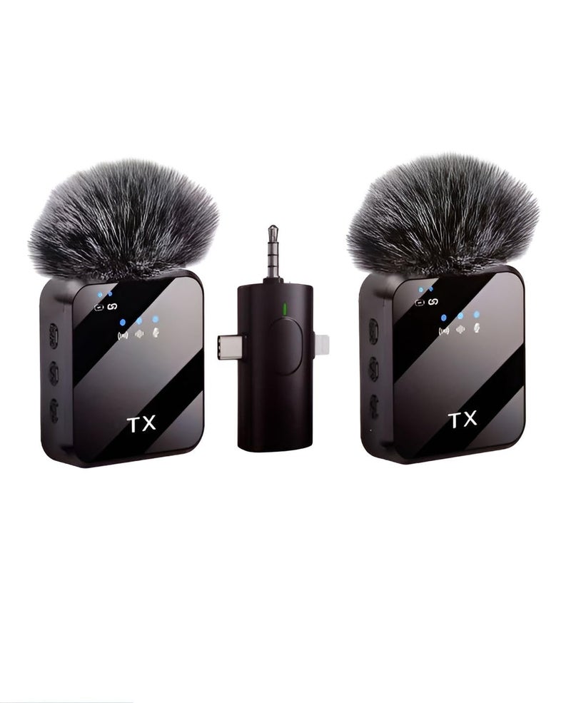 VRJTEC 3-in-1 Wireless Microphone | Mic for iPhone, Android & Camera | LED Display, 164ft Range, Noise Reduction, Mute & Reverb | Perfect for YouTube, Live Streaming & Vlogging – Black - Image 1